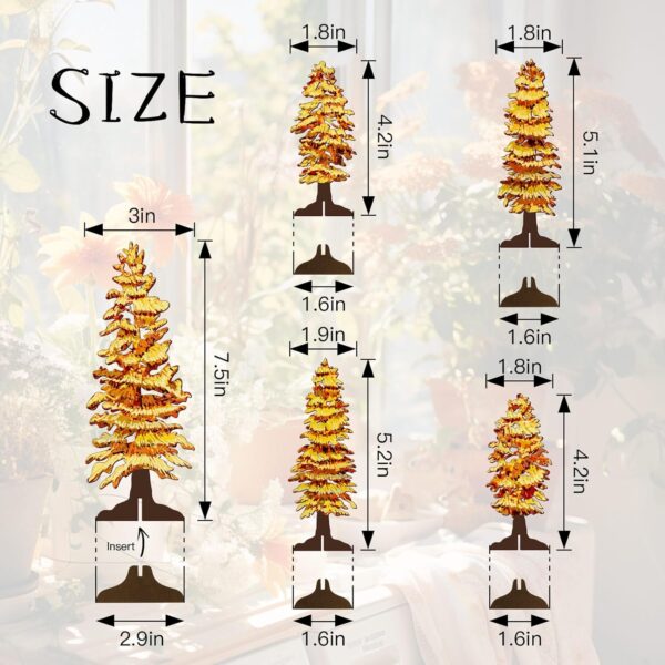5 Pcs Fall Decor Gold Fall Mantel Decor Wooden Free Standing Fall Trees Art Rustic Fall Decorations for Home Thanksgiving Decor Fall Trees Centerpiece for Table Shelf Mantel (Rustic) 4 Trees