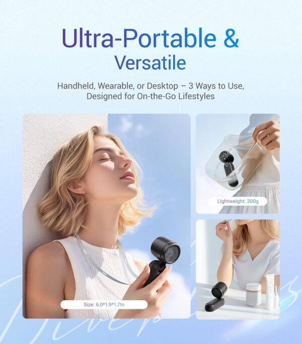 iTurbo Portable Handheld Turbo Fan, 5 Gear High Speeds, Foldable Rechargeable Mini Hand Fans, Led Display,Powerful Turbo Airflow, 12-Hrs Cooling Small Fan Travel Essentials Beach Women Gifts 3 Handheld