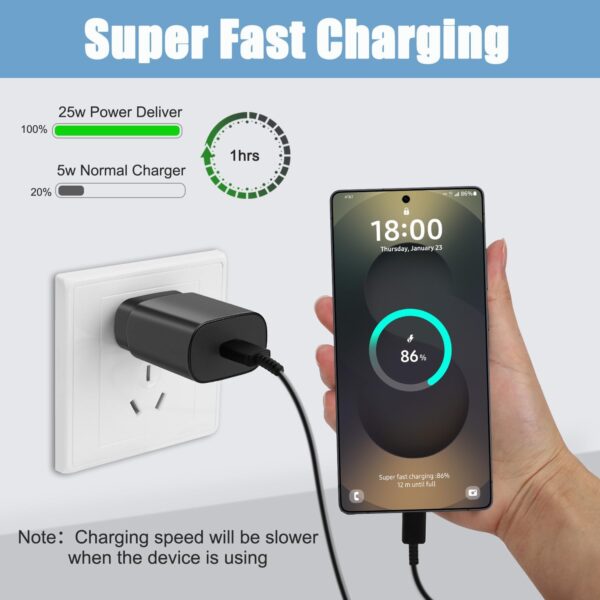 S25 S24 S23 S22 Ultra Samsung Charger Fast Charging,25W Android Phone Charger Cord Type C Block & Super Fast Charger USB C Cable 10Ft for Samsung Galaxy S25/S24/S23/S22/S21/S20/Plus/Ultra/FE,2 Pack 3 Charger