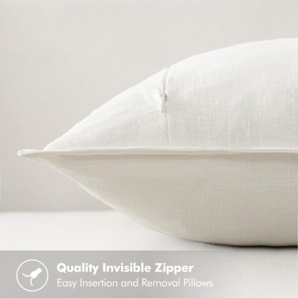 Decorative Linen Euro Sham Pillow Covers 24x24 Cream White Boho Farmhouse Neutral Couch Throw Pillows for Bed Pack of 2 Accent Modern Pillowcase Sofa Livingroom Home Decor 4 Covers