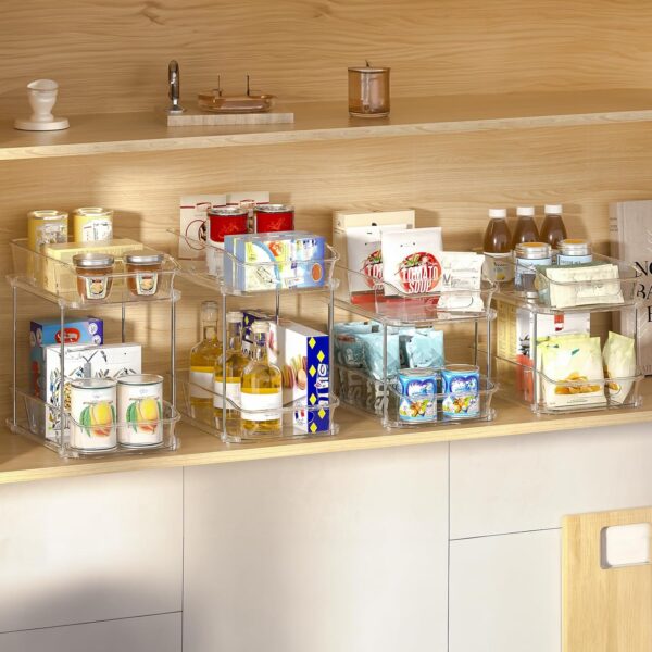 4 Pack Bathroom Organizers and Storage, 2 Tier Clear Under Sink Organizer, Pull Out Medicine Cabinet Organizer Visit the Delamu Store 4 Organizers
