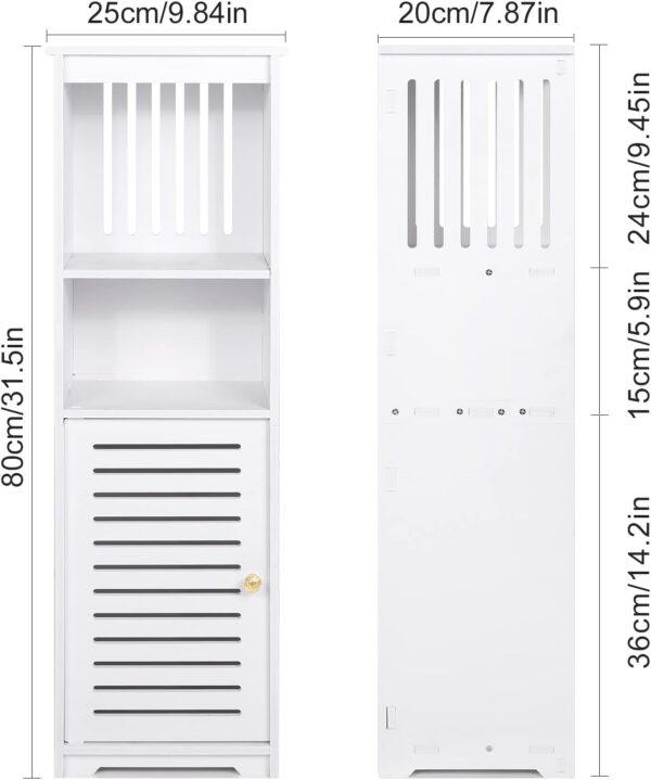Small Bathroom Storage Cabinet, White Floor Standing Storage Cabinet Home Furniture Shelf,Suitable for Toilet Bedroom Kitchen Living Room (W/PJ) 3 Cabinet
