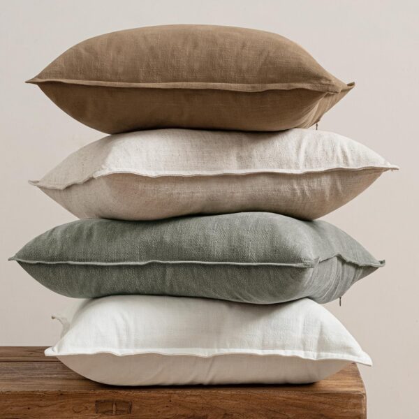 Neutral Linen Pillow Covers Pack of 4 Decorative Natural Solid Throw Pillow Covers Soft Accent Boho Farmhouse Couch Pillowcases Modern Home Decors for Living Room Bed Sofa 18x18 Inch 2 Pillow