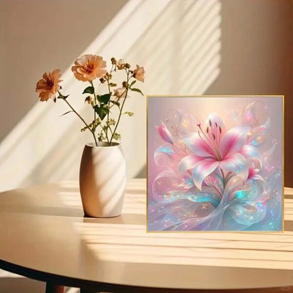 5D Diamond Painting Kits for Adults,Pink Flowers Diamond Art Kits for Adults Beginner,DIY Full Drill Diamond Dot Gem Art Kits for Adults Beginners,Wall Home Decor 12 X 12inch 4 Diamond