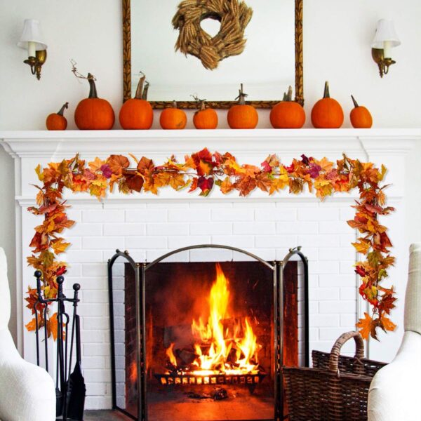 2 Pack Fall Maple Garland - 5.9ft/Piece Artificial Fall Foliage Garland Colorful Autumn Decor for Home Wedding Party (Mixed Color) 4 Garland