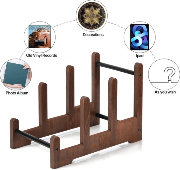 Records Holder,3-Tier Vinyl Record Storage,60LP's Vinyl Record Holder Stand,Wood Album Storage for Vinyls Records Album Book Magazine File 3 Holder