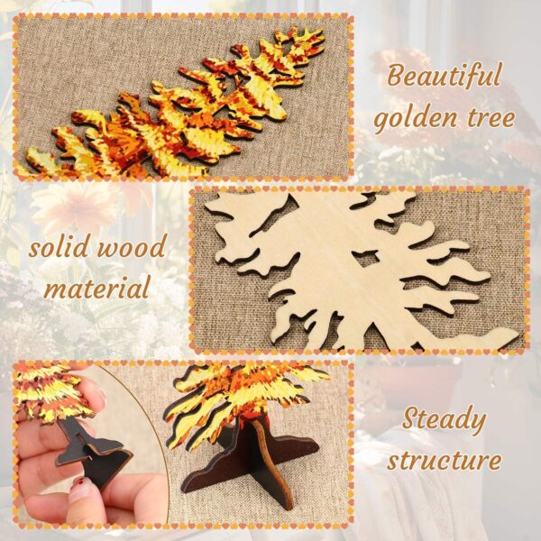 5 Pcs Fall Decor Gold Fall Mantel Decor Wooden Free Standing Fall Trees Art Rustic Fall Decorations for Home Thanksgiving Decor Fall Trees Centerpiece for Table Shelf Mantel (Rustic) 3 Trees