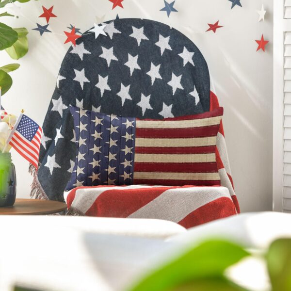 4th of July Patriotic Independence Throw Pillow Cover, 12 x 20 Inch Memorial Day Stripes America Flag Stars Decor Cushion Case for Sofa Couch 3 Cover