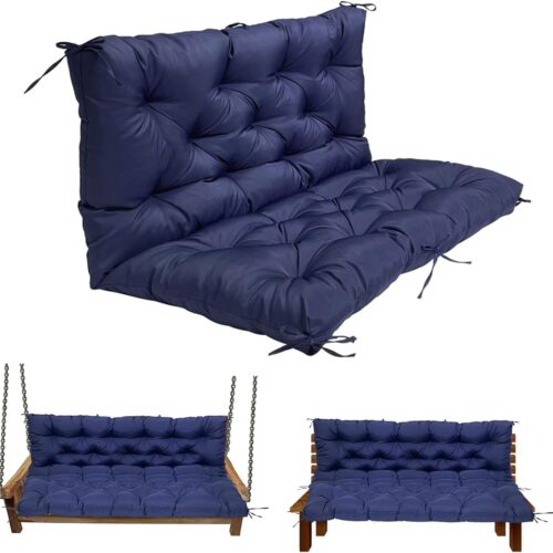 Outdoor Swing Replacement Cushions, 2-3 Seater Bench, Waterproof, 4" Thick with Ties for Patio, Garden, Porch Furniture