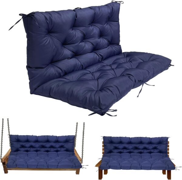 Outdoor Swing Replacement Cushions, 2-3 Seater Bench, Waterproof, 4" Thick with Ties for Patio, Garden, Porch Furniture 1 Outdoor Swing Replacement Cushions