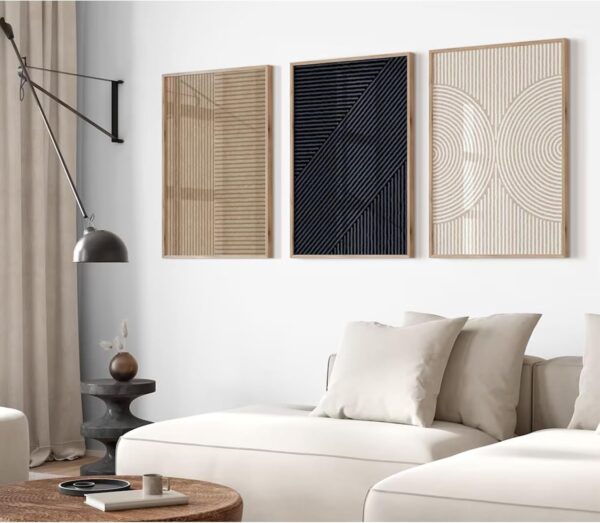 Modern Abstract Pictures Wall Art Boho Neutral Canvas Wall Art Minimalist Wall Decor Black Brown Artwork Abstract Modern Painting Prints for Living Room Bedroom 16x24 Inch Set of 3 (UNFRAMED) 1
