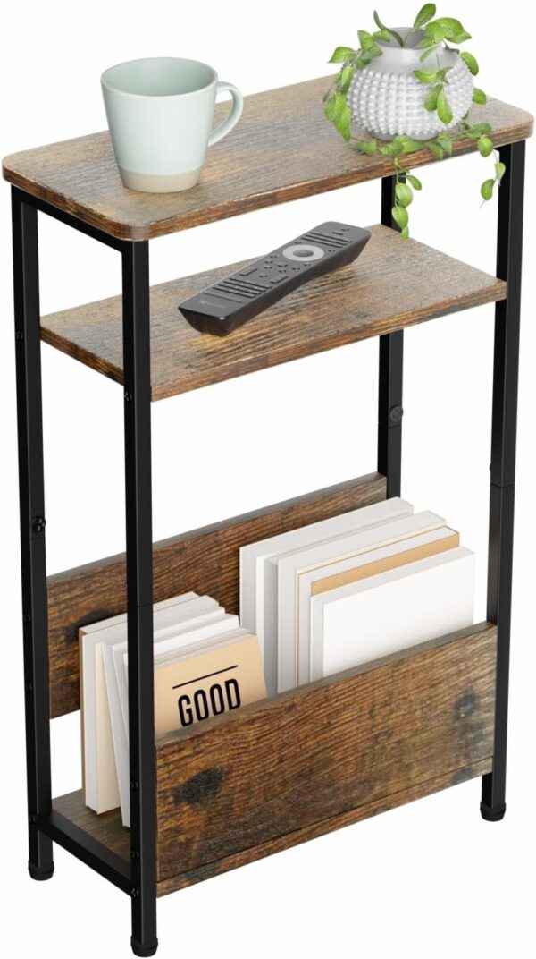 7.1" Narrow Side Table, 3 Tier Small End Table Nightstand Bedside Table, 15.4" L x 24.2" H 1