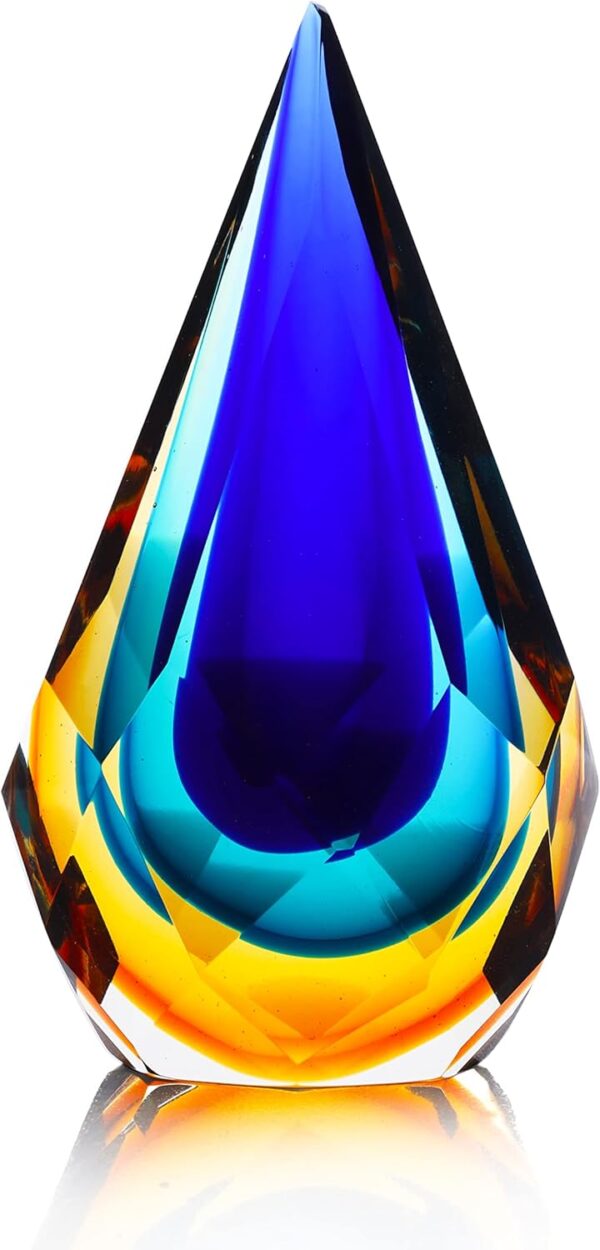 Yao Yuan Hand-Blown Glass Sculpture Glass Decor Murano-Style Glass Statue and Figurine Wonderful Gift, Blue and Green Color 1