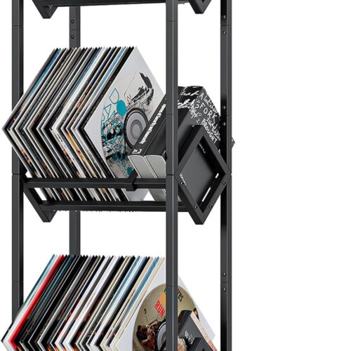Vinyl Record Storage Rack Display Stand Storage Shelf, Black Metal, 260-280 LP