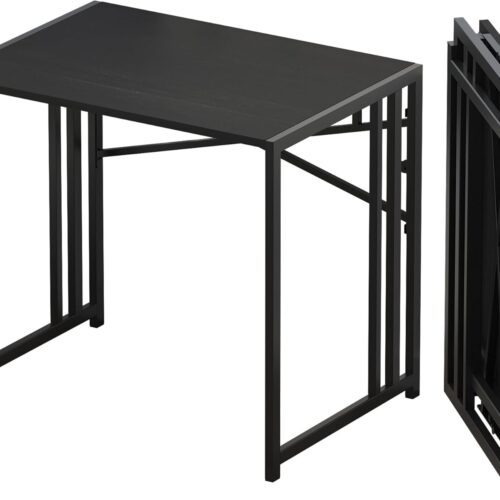 Lutown Teen Folding Computer Desk - 32 inch, Writing & Gaming, Small Space Office Desk, Black, No Assembly Required