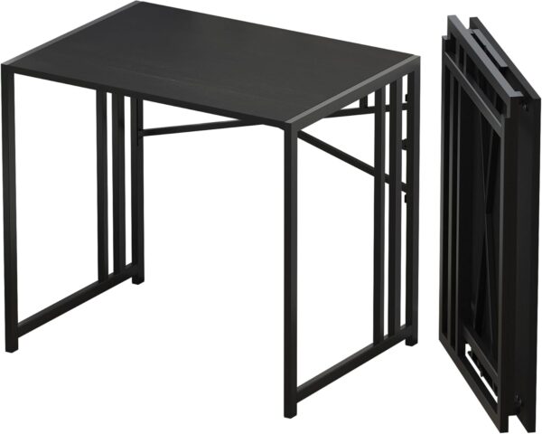 Lutown Teen Folding Computer Desk - 32 inch, Writing & Gaming, Small Space Office Desk, Black, No Assembly Required 1