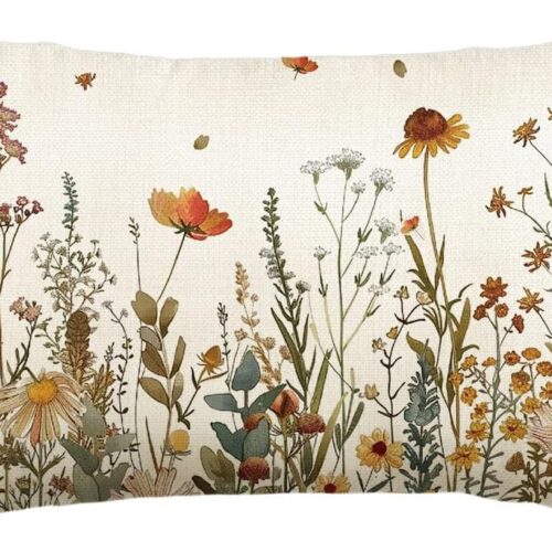 AVOIN colorlife Fall Flowers Throw Pillow Cover 12x20 Inch, Seasonal Autumn Floral Thanksgiving Harvest Cushion Case Decoration for Sofa Couch