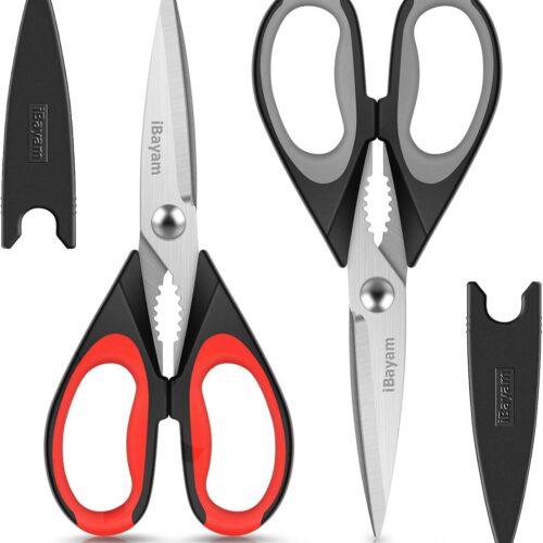 1 Kitchen Scissors All Purpose Heavy Duty, Kitchen Utensils Set, Stainless Steel Cooking Utensils Gadgets, Meat Poultry Food Shears Dishwasher Safe Utility Tools Home Gift, with Protective Sheath