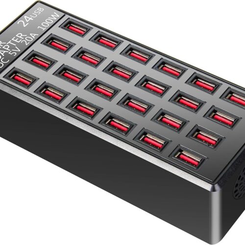 100w 24(20A) Port, USB Fast Charging Station,Travel Desktop USB Rapid Charger,Multi Ports Charging Station Organizer Compatible with Smartphones,Tables,and More Devices
