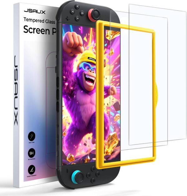 2-Pack Anti-Glare Screen Protector for Nintendo Switch 2, Matte Tempered Glass Protector Easy to Install with Guiding Frame 9H Hardness Scratch Resistant Accessories for Switch2 1