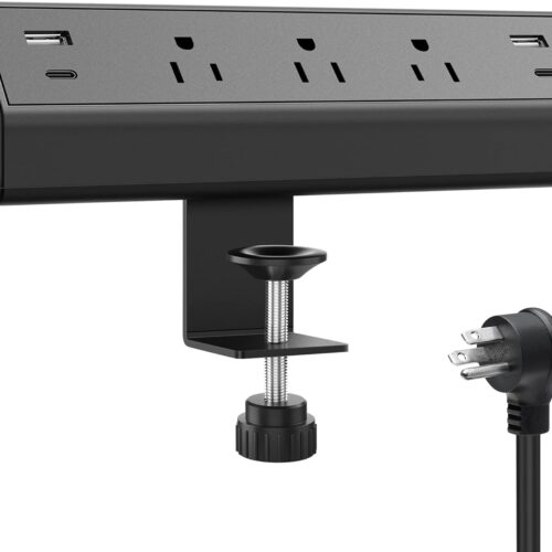1 Desk Clamp Power Strip,40W Total Fast Charging Station,2 PD 20W USB C Ports,Desk Edge Mount Surge Protector for Home, Office,3 Outlets,Fit 1.96" Tabletop Edge,ETL Listed