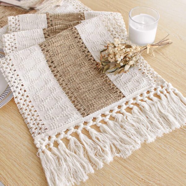 Boho Table Runner for Fall Home Decor with Tassels 72 Inches Long Farmhouse Rustic Table Runner Macrame Burlap Table Decoration for Living Room Bridal Shower(12x72 Inches) 1