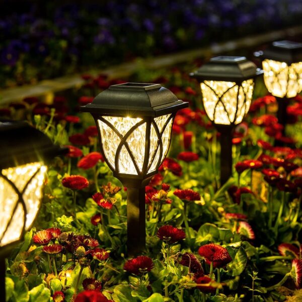 Solar Lights Outdoor Waterproof, 6 Pack LED Solar Garden Lights, Outdoor Decorations, Garden Decor for Yard, Patio, Landscape, Planter, Walkway (Warm White) 1
