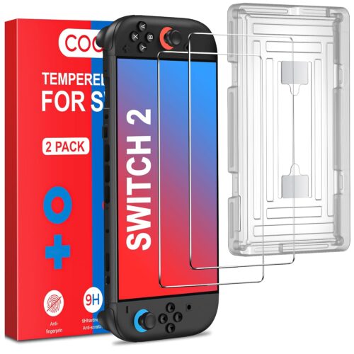 Screen Protector Tempered Glass Compatible with Nintendo Switch 2 (2025), 2 Pack Transparent HD Clear Anti-Scratch Switch 2 Screen Protector Skin Set for Nintendo Switch Accessories