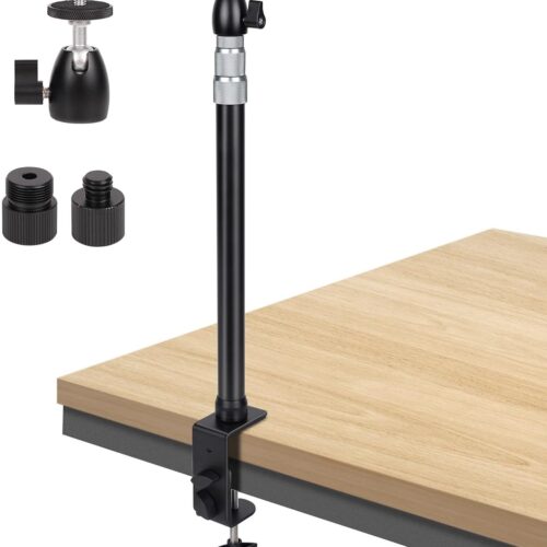 Camera Desk Mount Heavy Duty Aluminum Alloy with 360° Ball Head - Adjustable 15.7-35.4 Inch Table Clamp for DSLR, Webcam, Ring Light, Live Streaming & Video Shootingc