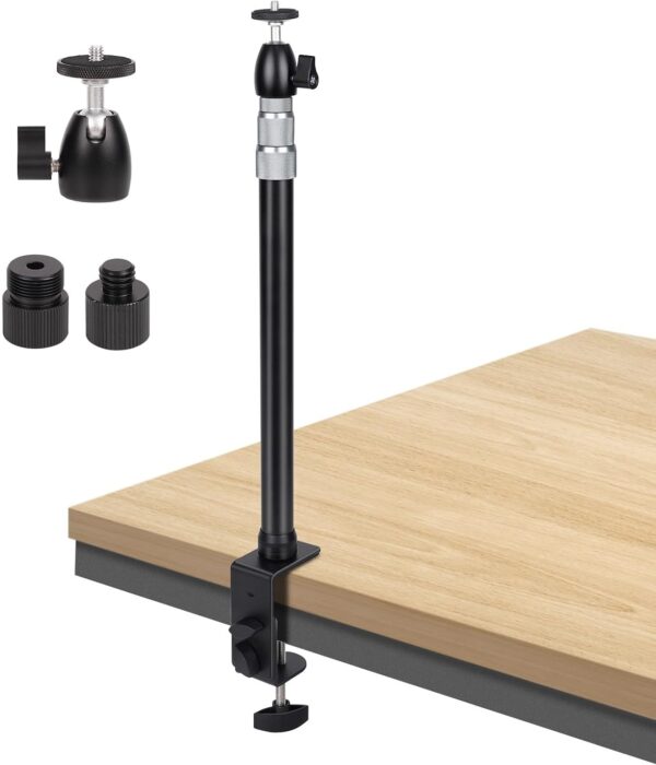 Camera Desk Mount Heavy Duty Aluminum Alloy with 360° Ball Head - Adjustable 15.7-35.4 Inch Table Clamp for DSLR, Webcam, Ring Light, Live Streaming & Video Shootingc 1