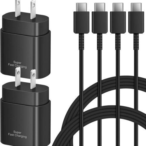 Type C Charger Fast Charging for Samsung - 25W USB C Charger Block, Android Phone Wall Charging with 6Ft Type C to C Cable for Galaxy S25 Ultra/S25/S25+/S24 Ultra/S24/S24+/S23/S22/Note 20 (Black)