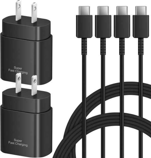 Type C Charger Fast Charging for Samsung - 25W USB C Charger Block, Android Phone Wall Charging with 6Ft Type C to C Cable for Galaxy S25 Ultra/S25/S25+/S24 Ultra/S24/S24+/S23/S22/Note 20 (Black) 1