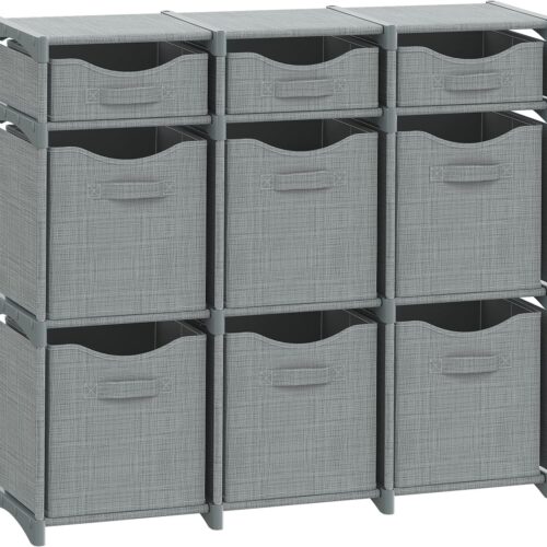Cube Closet Organizers, Includes All Storage Cube Bins, Easy To Assemble Storage Unit With Drawers | Room Organizer For Clothes, Baby Closet Bedroom, Playroom, Dorm (Light Grey)