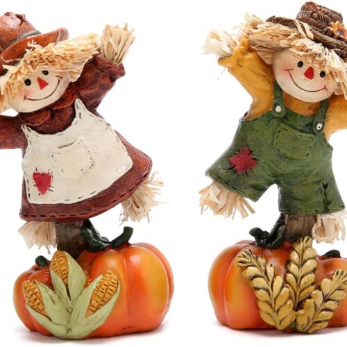 1 Hodao Collectible Thanksgiving Pumpkin Scarecrow Figurines Harvest Scarecrow Decoration Fall Decorations for Home Handcrafted Artistry Decor Thanksgiving Gifts Tabletop Decor