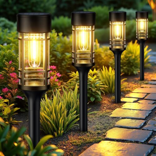 1 LETMY 12 Pack Solar Pathway Lights Outdoor, Solar Lights Outdoor Waterproof IP65, Bright Solar Garden Lights Outdoor, Auto On/Off Outdoor Solar Lights for Yard Walkway Driveway Landscape Garden Decor