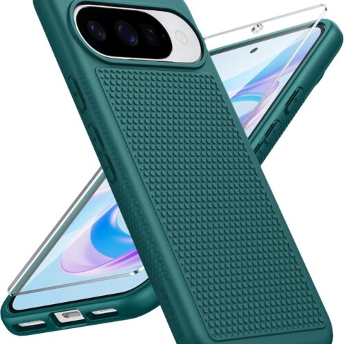 1 FNTCASE for Google Pixel 10 Case: Compatible 10 Pro/9/9 Pro Dual Layer Protective Lightweight Duty Cell Phone Cover Shockproof Rugged with Non Slip Textured - Military Protection Bumper Tough, Green