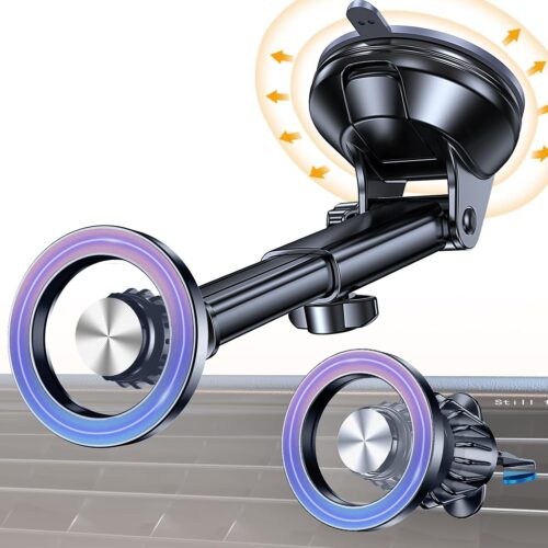 1 Coolpow for MagSafe Car Mount【Windshield+Vent+Dash】Magnetic Phone Holder for Car Phone Holder Mount Cell Phone Holders for Your Car Accessories Suction Cup Stand for Garmin GPS for iPhone 17 16 15 14