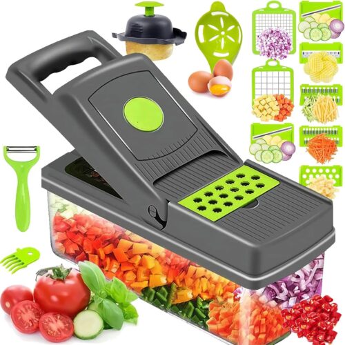 1 Vegetable Choppers,GXIQYL Multifunctional 16-in-1 Food Choppers Onion Chopper Vegetable Slicer Cutter Dicer Veggie chopper for Pepper Salad Tomato Potato Carrot Garlic
