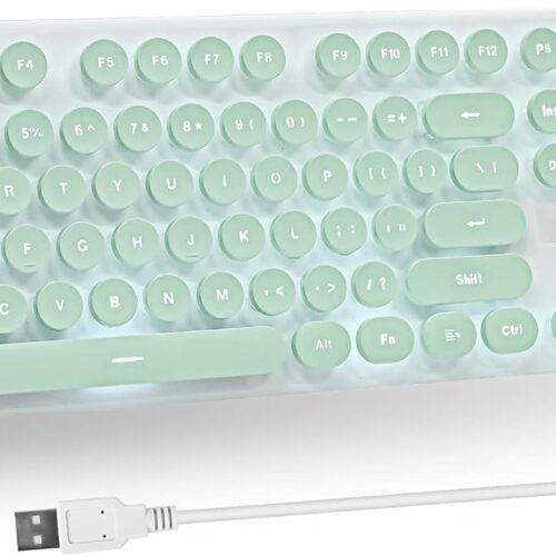1 Typewriter Keyboard 104-key Punk Gaming Retro Keyboard LED White Backlit Cute Keyboard with Wired USB Suitable for PC/Win/Mac/Laptop Computer Keyboard(Green)