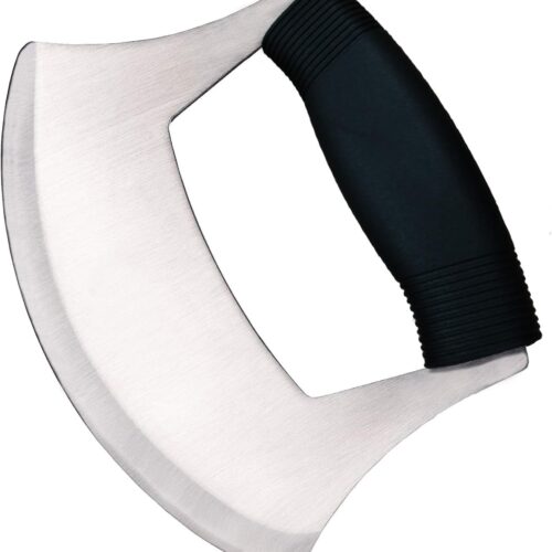 1 Pizza Cutter Stainless Steel Ulu knife Razor Sharp Rocker Slicer Cutter Mincing Mezzaluna Knife Salad Vegetable Chopper with Upgraded Ergonomic Anti-Slip Handle