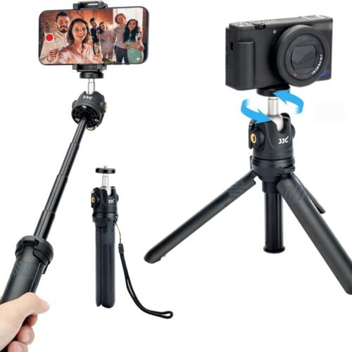 1 JJC 2 in 1 Extendable Mini Vlogging Tripod & Selfie Stick for Sony ZV-E10 II ZVE10 ZV-1F ZV1F ZV-1 II ZV1 RX100 VII A6100 A6400, Canon PowerShot V1 SX740 HS G7X Mark III II EOS R100 R50 R10 & More