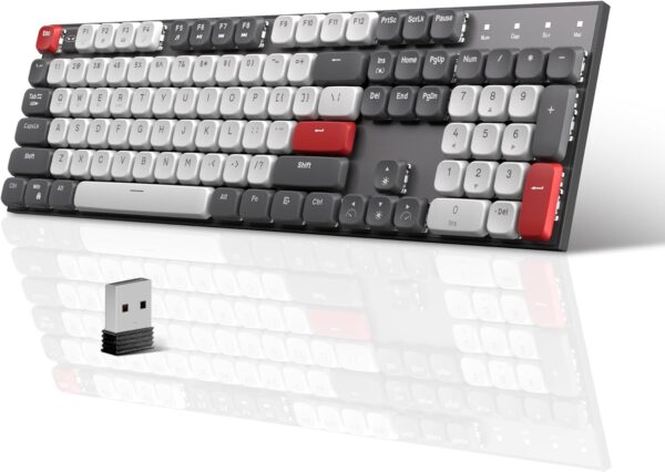 MageGee Wireless Mechanical Keyboard Moon104 RGB Backlight Triple Mode 2.4GHz/BT/USB-C Wired Office Keyboard for Computer/Desktop/PC/Laptop/Surface/Smart TV and Windows 10/8/ 7 1 Mechanical