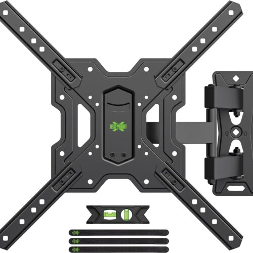 USX MOUNT UL Listed Full Motion TV Mount, Swivel Articulating Tilt TV Wall Mount for 26-55Inch LED, 4K, Wall Mount Bracket with VESA 400x400mm Up to 77lbs, Perfect Center Design -XMM006-1