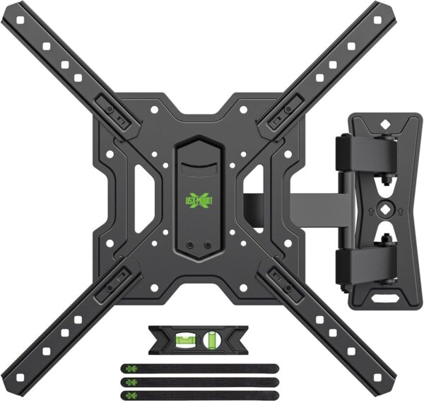 USX MOUNT UL Listed Full Motion TV Mount, Swivel Articulating Tilt TV Wall Mount for 26-55Inch LED, 4K, Wall Mount Bracket with VESA 400x400mm Up to 77lbs, Perfect Center Design -XMM006-1 1 Mount