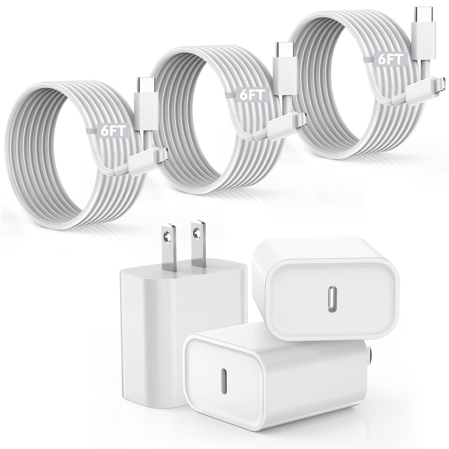 【Apple MFi Certified】Fast Charger iPhone,Fast i Phone Charging Cord 3Pack iPhone Charger Fast Charging Plug Block 6FT USB C to Lightning Cable for iPhone 14/14 Pro Max/Plus/13 Mini/12/11/XR/XS,AirPods - Green Home Shoppe