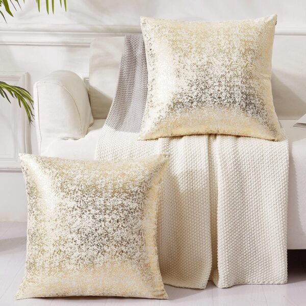 Champagne Throw Pillows 18x18,Gold and White Pillow Covers 1