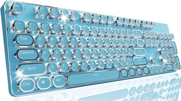 EWEADN TK950 Typewriter Keyboard Wireless Mechanical Keyboard, 104 Keys Aesthetic Typewriter Keyboards with White Backlit, Anti-Ghosting, Blue Switch Bluetooth/2.4GHz/Wired Keyboards-Blue 1 Mechanical