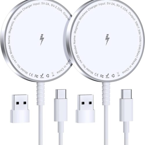 1 for MagSafe Charger: Magnetic Wireless Charging Pad for iPhone 16 15 14 13 12 Series & AirPods 4-2 Pro, Strong Magnet, Aluminum Alloy, USB-C/A Ports, Ultra-Thin & Portable, Ideal for Desk & Bedside