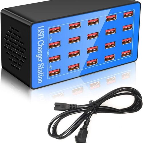 USB Charging Station, 20-Port 100W/20A Multi-USB Charger Station for Smartphones, Tablets, and Other Devices