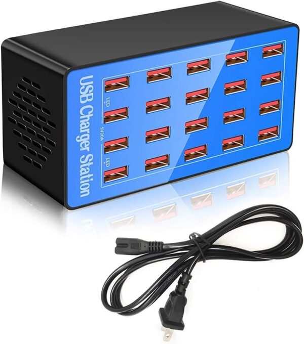 USB Charging Station, 20-Port 100W/20A Multi-USB Charger Station for Smartphones, Tablets, and Other Devices 1 Charging Station